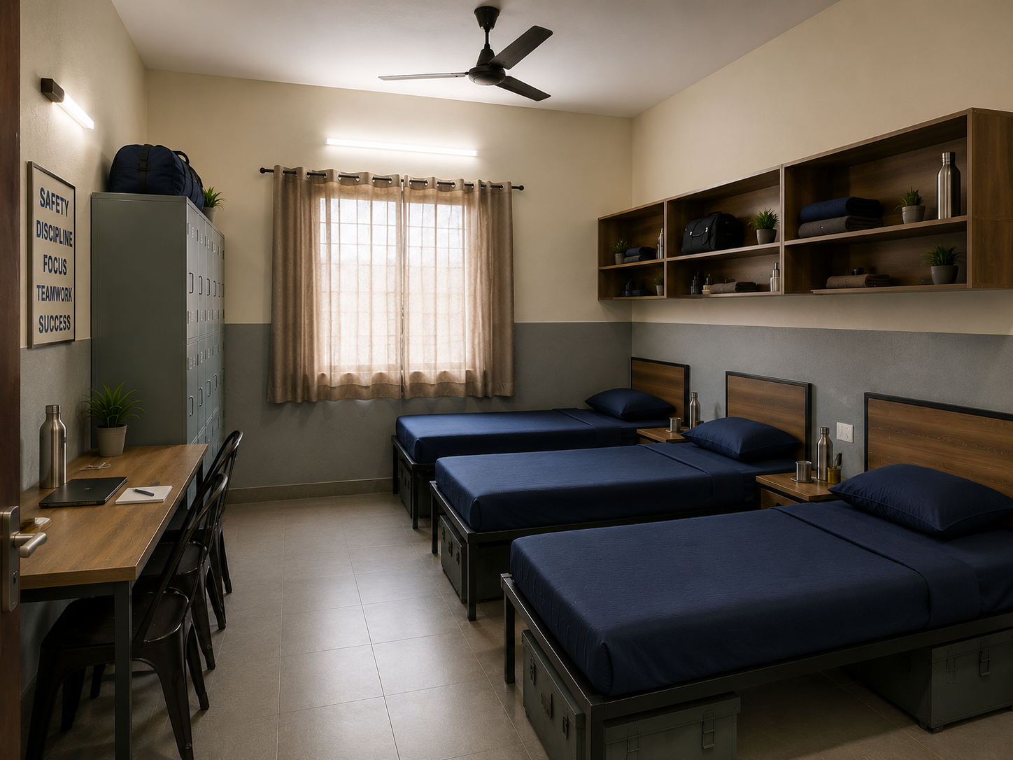 Clean, well-organised Tikaana shared accommodation room